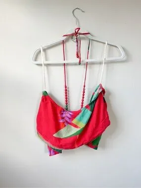 FARM Rio | Tops | Farm Rio Colorful Floral Beaded Strap Top Red Green ...